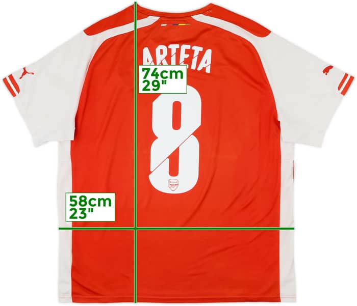 2014-15 Arsenal Home Shirt Arteta #8 - 6/10 - (XL)