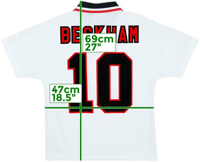 1996-97 Manchester United Away Shirt Beckham #10 - 9/10 - (Y)