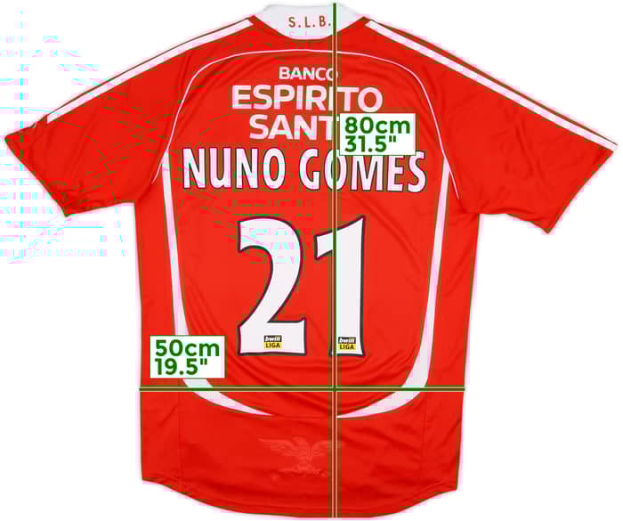 2006-07 Benfica Home Shirt Nuno Gomes #21 - 8/10 - (M)
