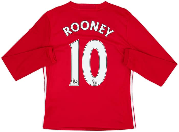 2016-17 Manchester United Home L/S Shirt Rooney #10 - 8/10 - (L.Boys)