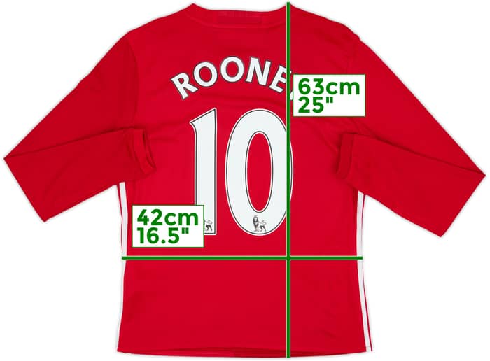 2016-17 Manchester United Home L/S Shirt Rooney #10 - 8/10 - (L.Boys)