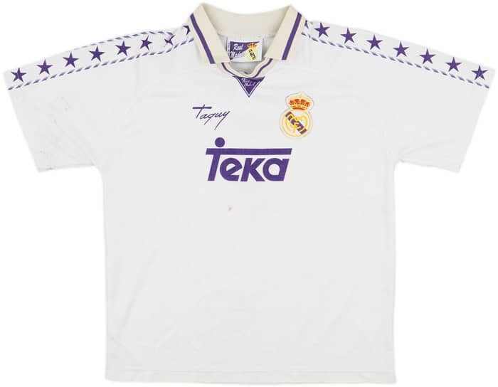 1996-97 Real Madrid Taguy Home Shirt Raul #7 - 4/10 - (XL.Boys)