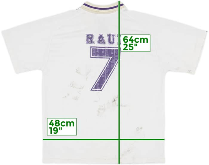 1996-97 Real Madrid Taguy Home Shirt Raul #7 - 4/10 - (XL.Boys)