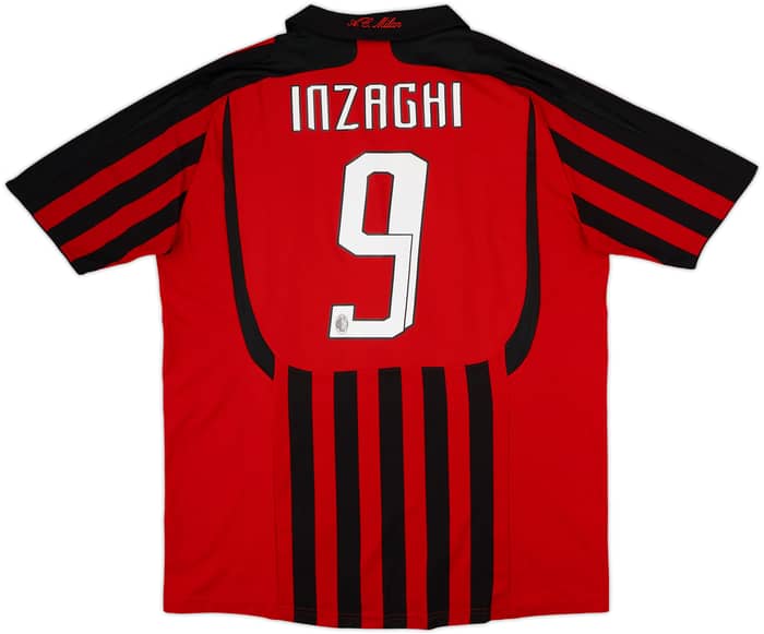 2007-08 AC Milan Home Shirt Inzaghi #9 - 8/10 - (XL)