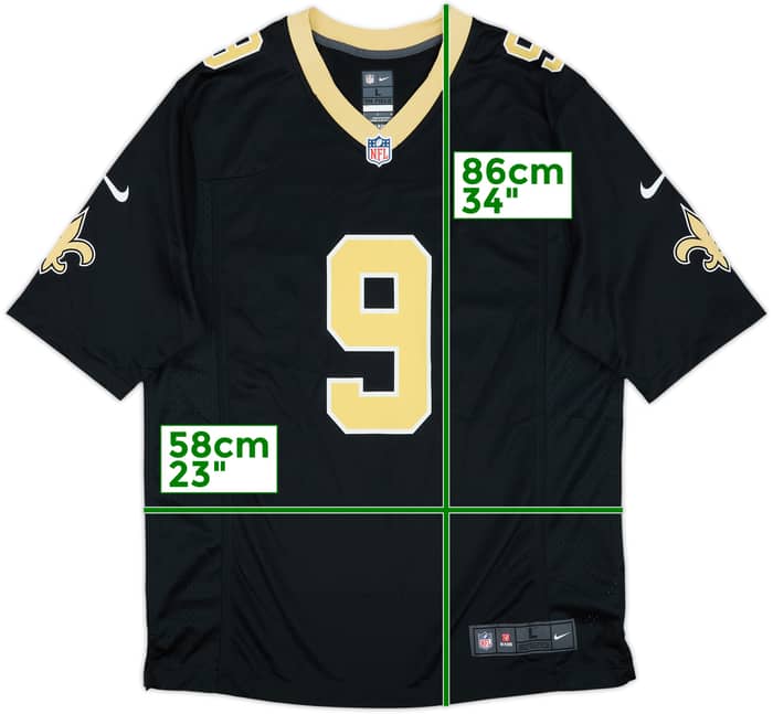 2012-20 New Orleans Saints Brees #9 Nike Game Home Jersey - 9/10 - (L)