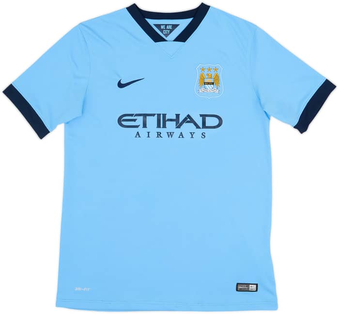 2014-15 Manchester City Home Shirt Kun Aguero #16 - 6/10 - (XL.Boys)