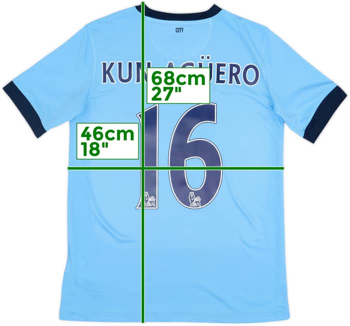 2014-15 Manchester City Home Shirt Kun Aguero #16 - 6/10 - (XL.Boys)