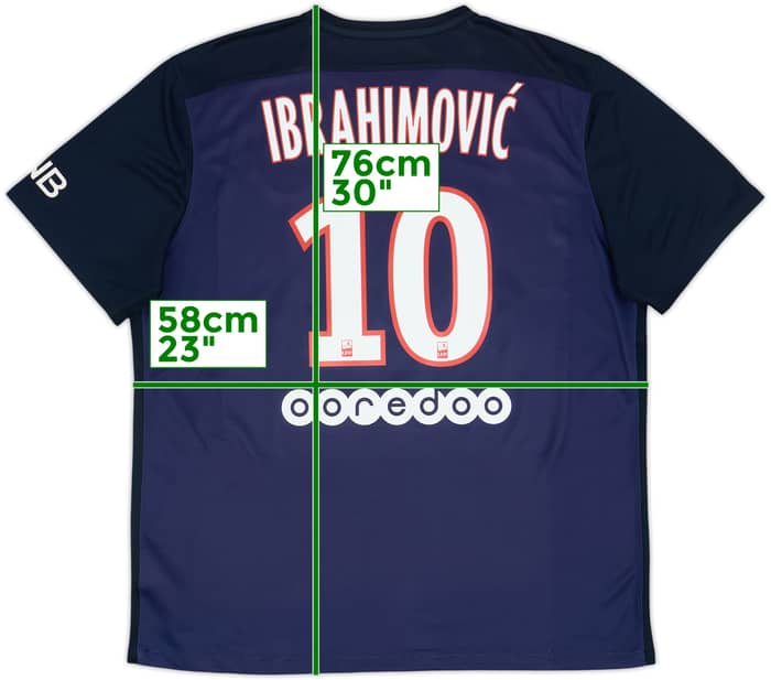 2015-16 Paris Saint-Germain Home Shirt Ibrahimovic #10 - 5/10 - (XL)