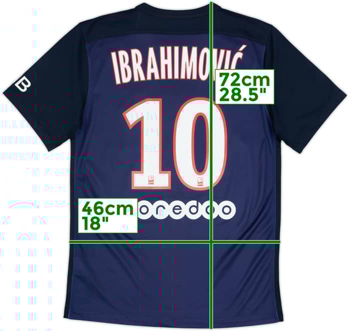 2015-16 Paris Saint-Germain Home Shirt Ibrahimovic #10 - 7/10 - (S)
