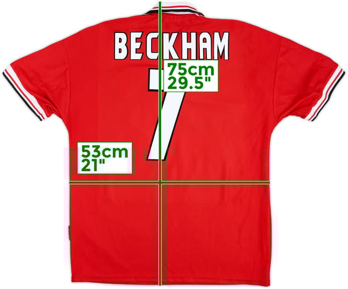1998-00 Manchester United Home Shirt Beckham #7 - 6/10 - (L)