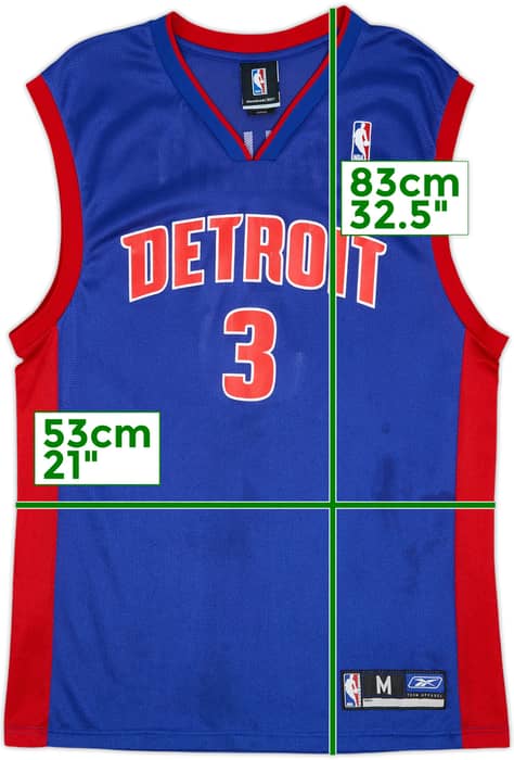 2002-06 Detroit Pistons Wallace #3 Reebok Away Jersey - 6/10 - (M)