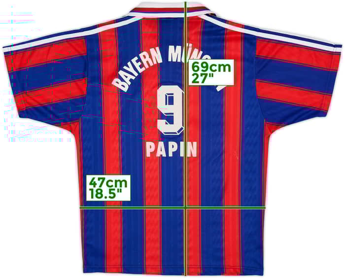 1995-97 Bayern Munich Home Shirt Papin #9 - 5/10 - (S)