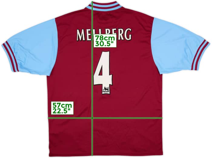 2002-03 Aston Villa Home Shirt Mellberg #4 - 8/10 - (L)