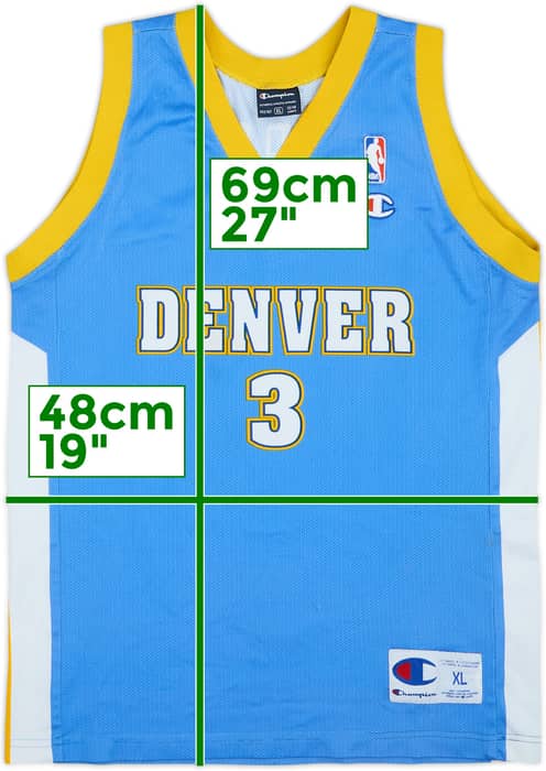 2003-10 Denver Nuggets Anthony #15 Champion Away Jersey - 6/10 - (XL.Boys)