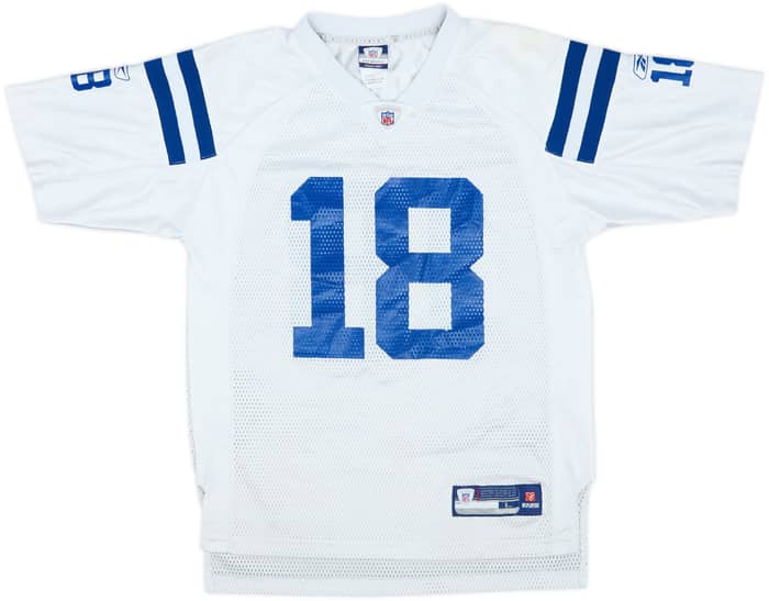 2007 Indianapolis Colts Manning #18 Reebok On Field Away Jersey - 7/10 - (L.Boys)