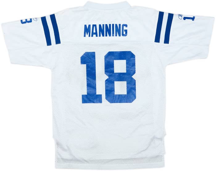 2007 Indianapolis Colts Manning #18 Reebok On Field Away Jersey - 7/10 - (L.Boys)