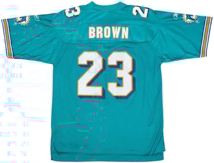 2005-06 Miami Dolphins Brown #23 Reebok On Field Home Jersey - 9/10 - (L)