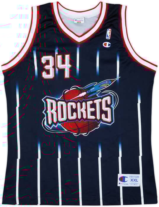 1995-01 Houston Rockets Olajuwon #34 Champion Away Jersey - 9/10 - (XXL)