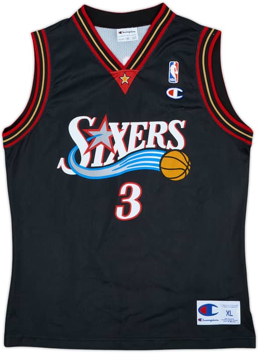 2000-06 Philadelphia 76ers Iverson #3 Champion Away Jersey - 9/10 - (XL.Boys)