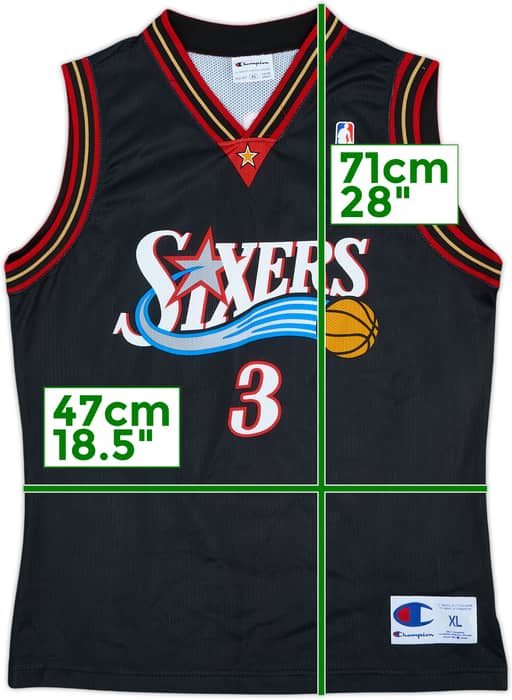 2000-06 Philadelphia 76ers Iverson #3 Champion Away Jersey - 9/10 - (XL.Boys)