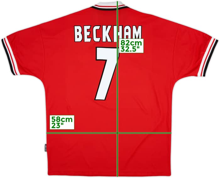 1998-00 Manchester United Home Shirt Beckham #7 - 8/10 - (XL)