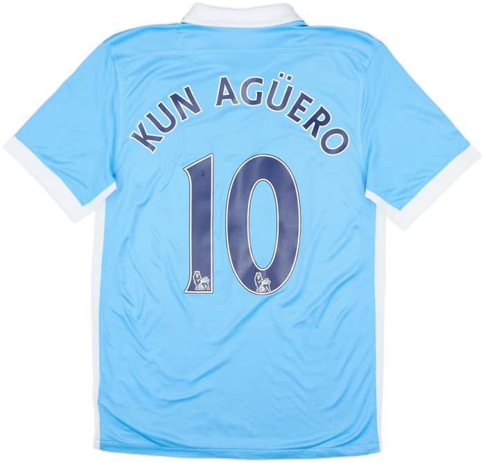 2015-16 Manchester City Home Shirt Kun Aguero #10 - 6/10 - (S)