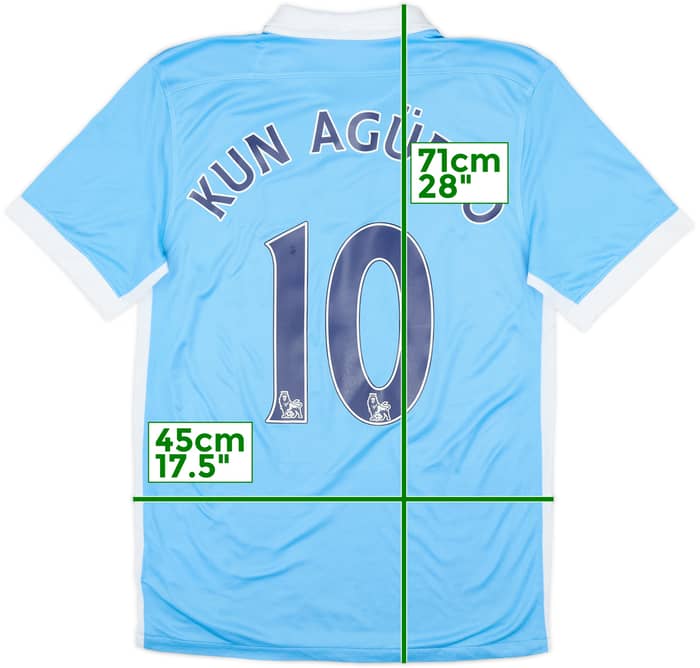 2015-16 Manchester City Home Shirt Kun Aguero #10 - 6/10 - (S)