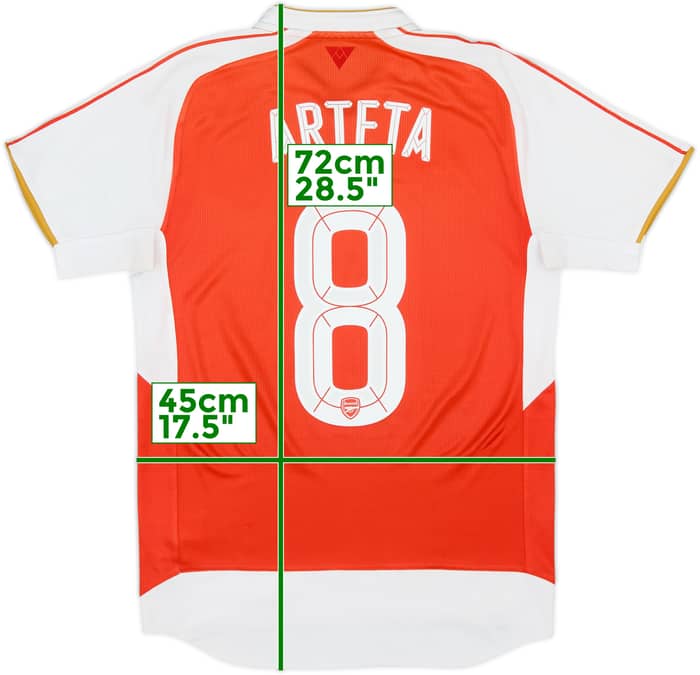 2015-16 Arsenal Home Shirt Arteta #8 - 5/10 - (S)