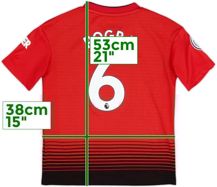 2018-19 Manchester United Home Shirt Pogba #6 - 9/10 - (S.Boys)