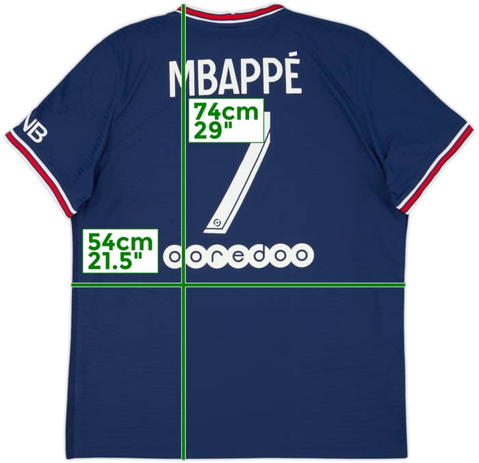 2021-22 Paris Saint-Germain Authentic Home Shirt Mbappe #7 - 9/10 - (XL)