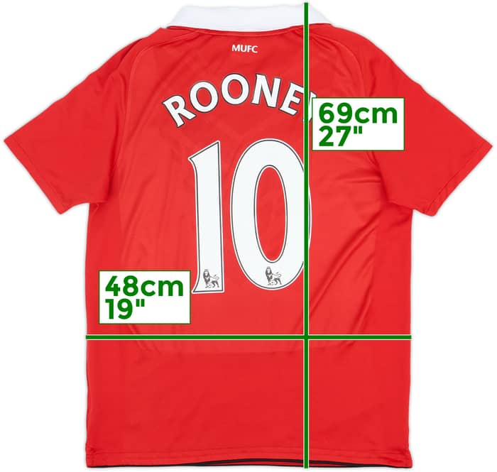 2010-11 Manchester United Home Shirt Rooney #10 - 8/10 - (XL.Boys)