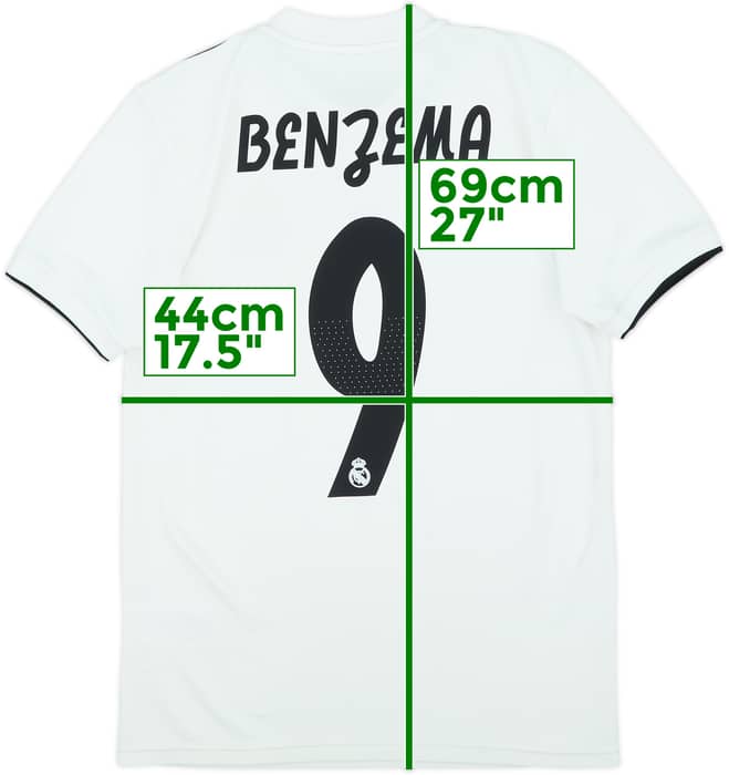 2018-19 Real Madrid Home Shirt Benzema #9 - 6/10 - (XS)