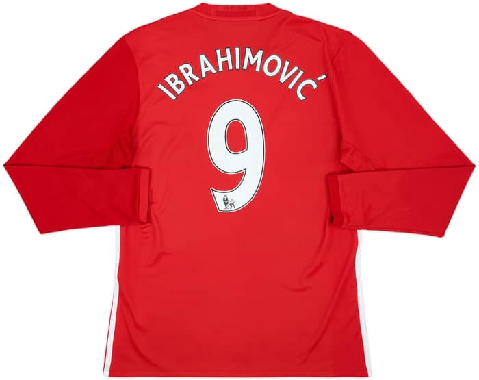 2016-17 Manchester United Home L/S Shirt Ibrahimovic #9 - 7/10 - (M)