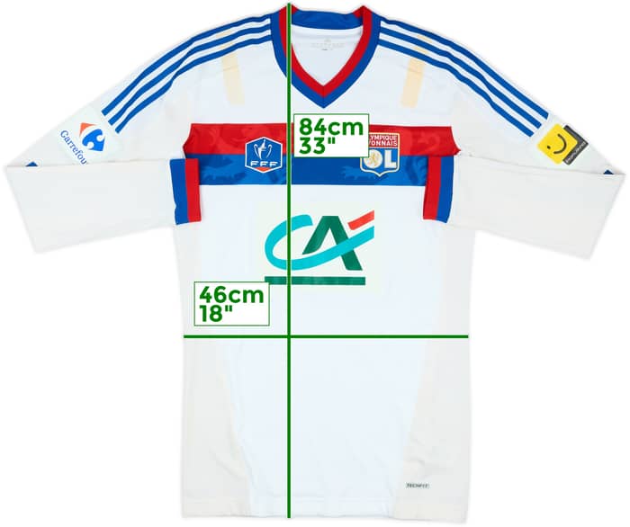 2011-12 Lyon Player Issue Techfit Coupe de France Home L/S Shirt - 7/10 - (XL)