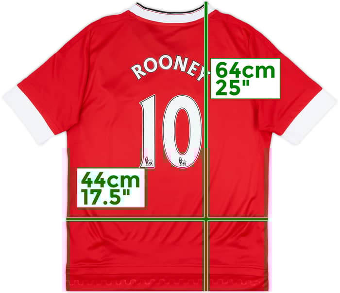 2015-16 Manchester United Home Shirt Rooney #10 - 8/10 - (L.Boys)