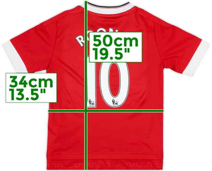 2015-16 Manchester United Home Shirt Rooney #10 - 8/10 - (7-8 Years)