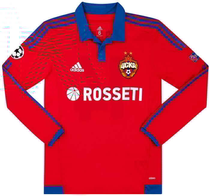 2015-16 CSKA Moscow Match Issue Home L/S Shirt Nababkin #14 (v Man Utd)