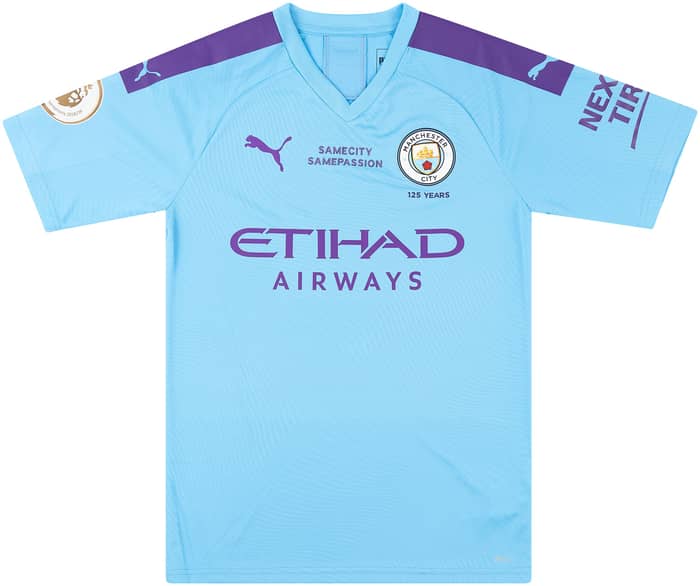 2019-20 Manchester City Match Issue Home Shirt Angelino #12