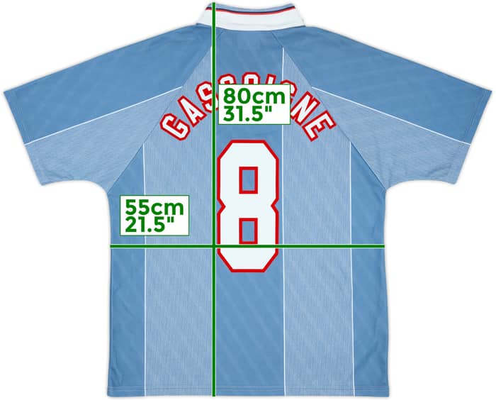 1996-97 England Away Shirt Gascoigne #8 - 8/10 - (L)