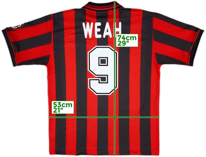 1996-97 AC Milan Home Shirt Weah #9 - 7/10 - (L)