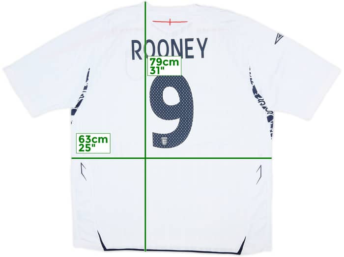 2007-09 England Home Shirt Rooney #9 - 7/10 - (3XL)