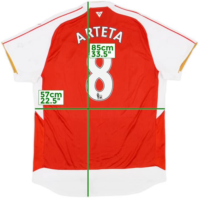 2015-16 Arsenal Home Shirt Arteta #8 - 5/10 - (XL)