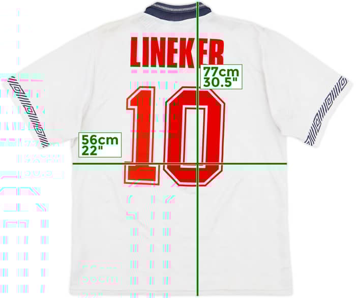 1990-92 England Home Shirt Lineker #10 - 6/10 - (L)