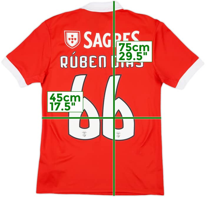 2017-18 Benfica Home Shirt Ruben Dias #66 - 8/10 - (S)