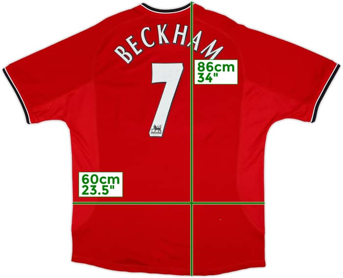 2000-02 Manchester United Home Shirt Beckham #7 - 7/10 - (XL)