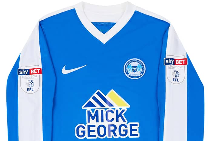 2016-17 Peterborough Match Issue Home L/S Shirt Hughes #3