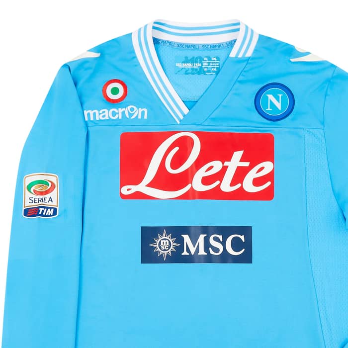 2012-13 Napoli Match Issue Home L/S Shirt Pandev #19