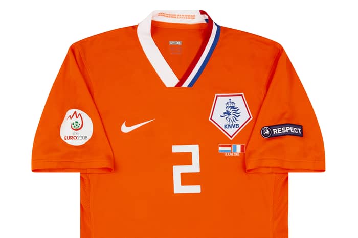 2008 Netherlands Match Issue European Championship Home Shirt Ooijer #2 (v France)