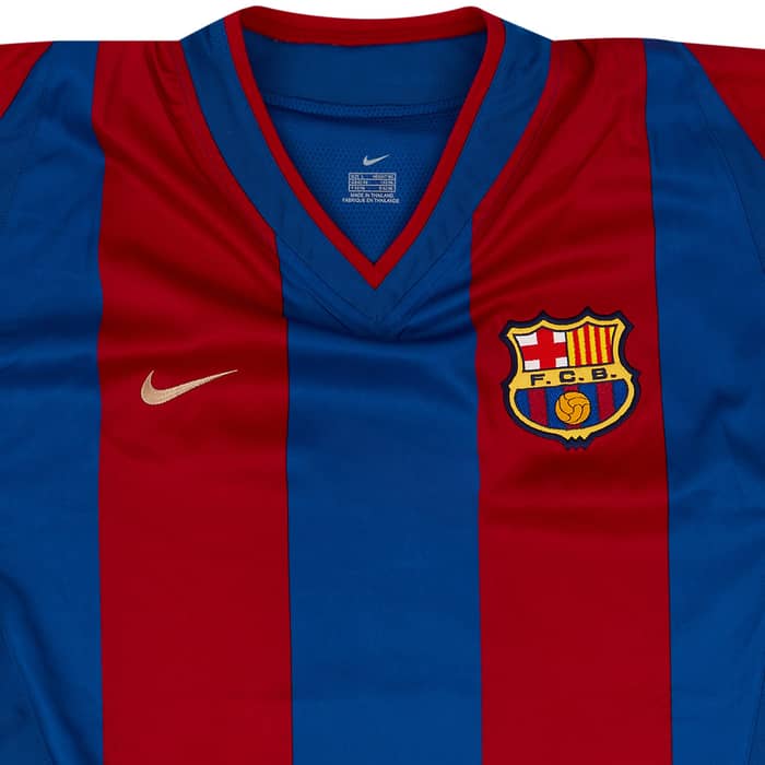 2002-03 Barcelona Player Issue Signed Home Shirt Puyol #5 - 8/10 - (L)