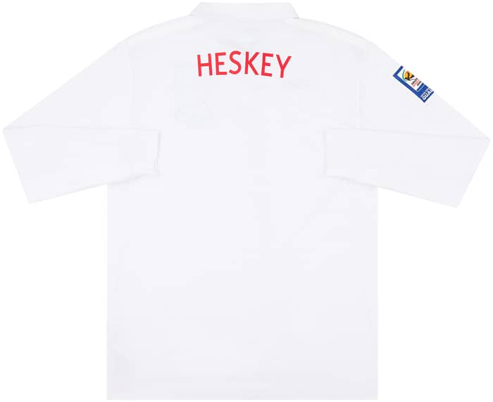 2009 England Match Issue Home L/S Shirt Heskey (v Belarus)